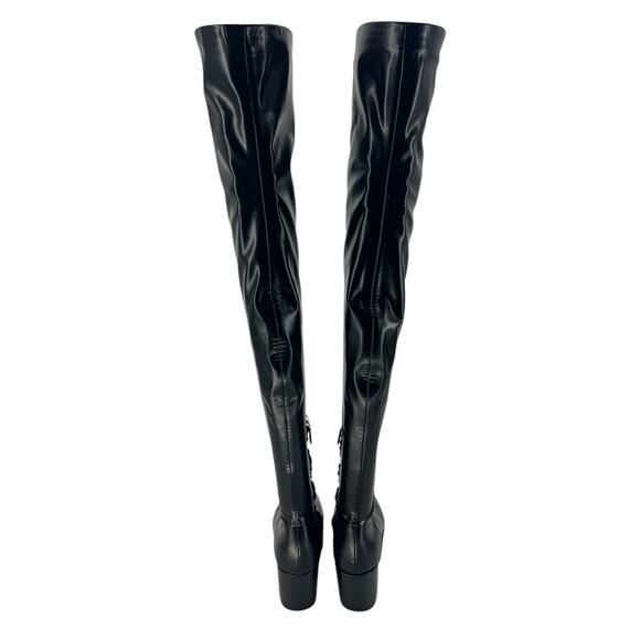 Prada Black Stretch Napa Over-the Knee Platform Boots - Picture 10 of 16